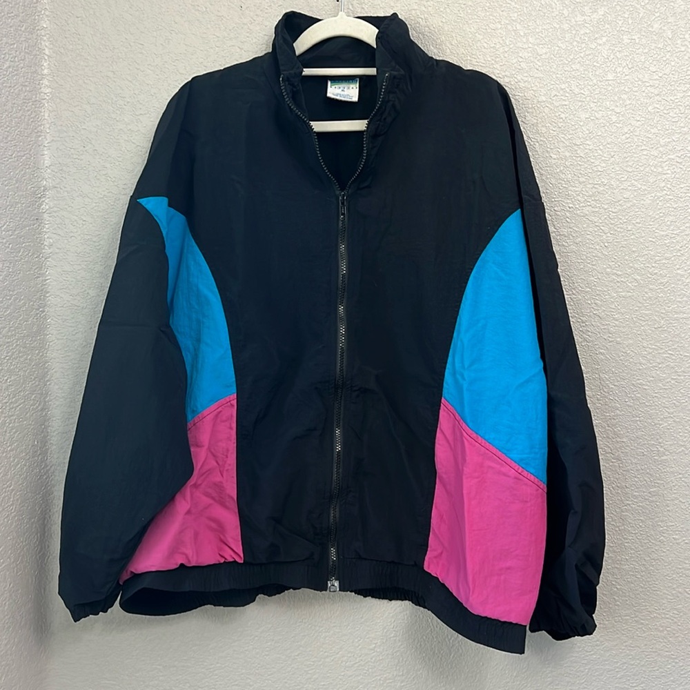 Cheetah Mervyn’s Vintage Color Block Wide Sleeve Zip Windbreaker Jacket XLarge